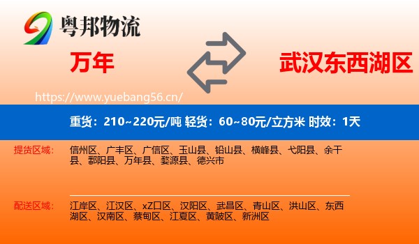 万年到东西湖区物流专线名片