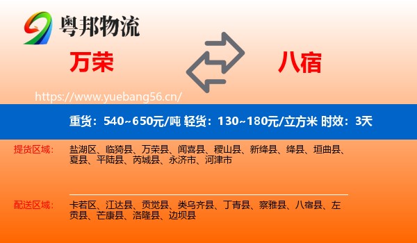 万荣到八宿县物流专线名片