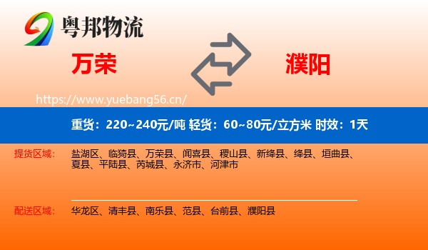 万荣到濮阳物流专线名片
