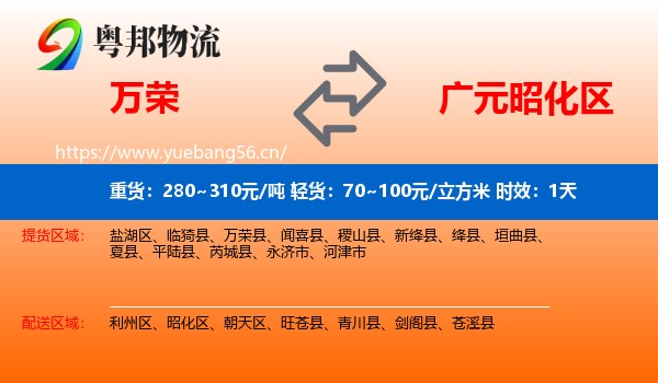 万荣到昭化区物流 万荣到昭化区物流专线名片