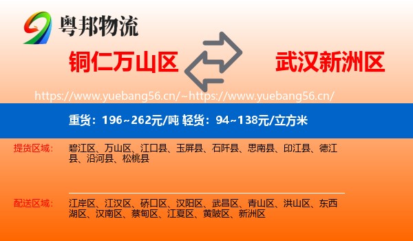 铜仁万山区到新洲区物流