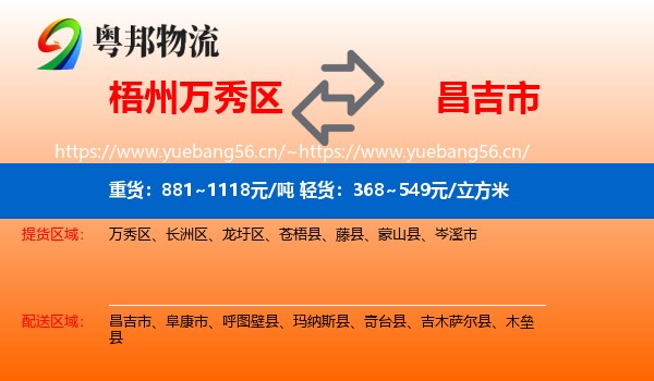 梧州万秀区到昌吉市物流
