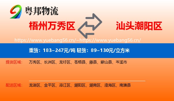 梧州万秀区到潮阳区物流
