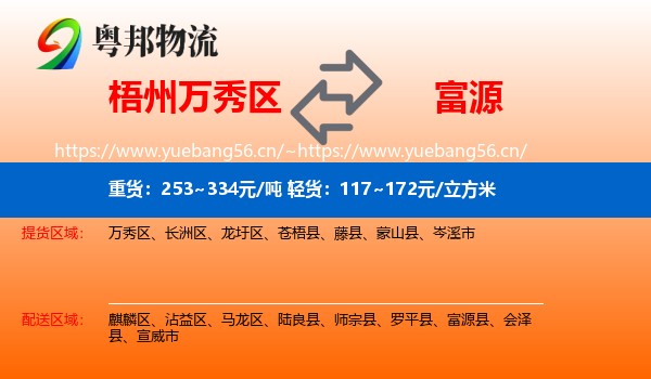 梧州万秀区到富源县物流