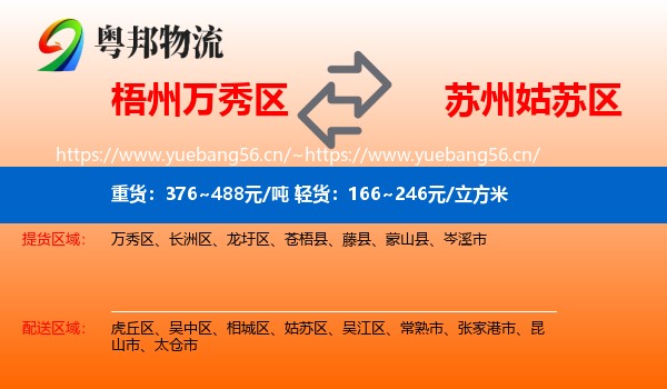 梧州万秀区到姑苏区物流