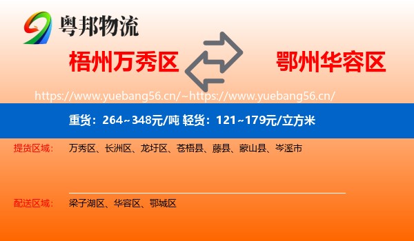 梧州万秀区到华容区物流