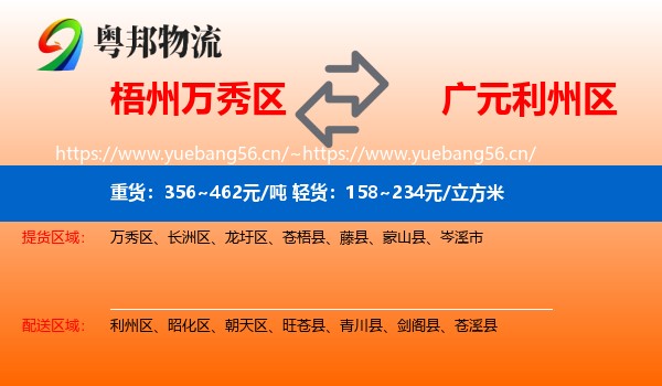 梧州万秀区到利州区物流