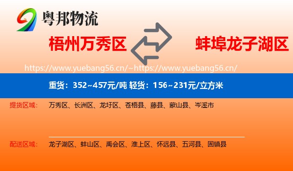 梧州万秀区到龙子湖区物流