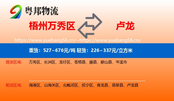 梧州万秀区到卢龙县物流