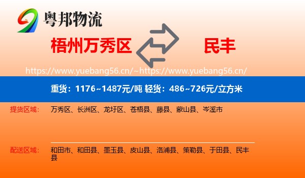 梧州万秀区到民丰县物流