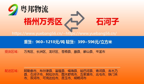 梧州万秀区到石河子市物流
