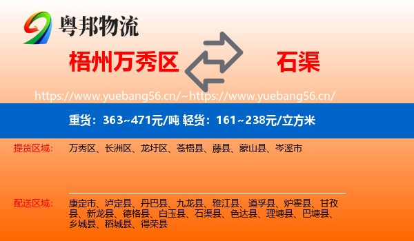 梧州万秀区到石渠县物流