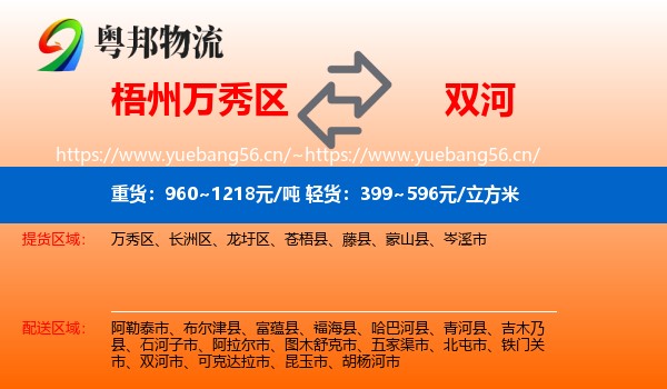 梧州万秀区到双河市物流