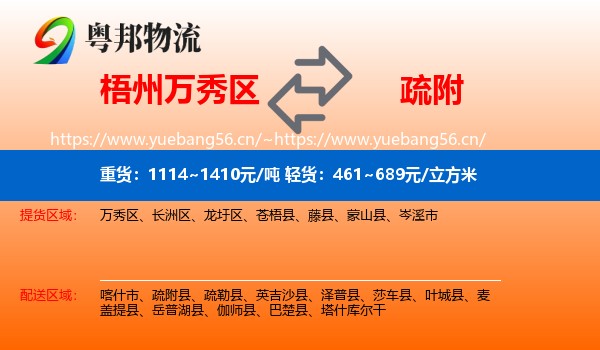 梧州万秀区到疏附县物流