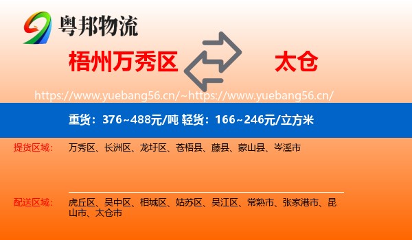 梧州万秀区到太仓市物流
