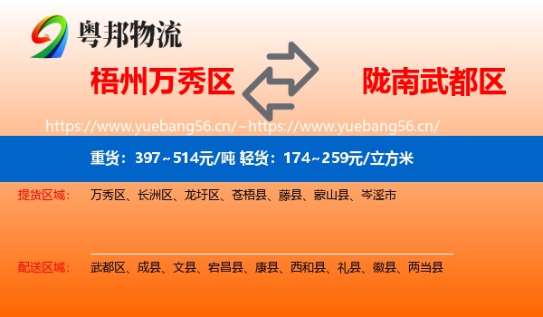 梧州万秀区到武都区物流