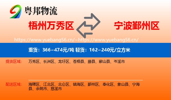 梧州万秀区到鄞州区物流