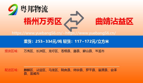 梧州万秀区到沾益区物流