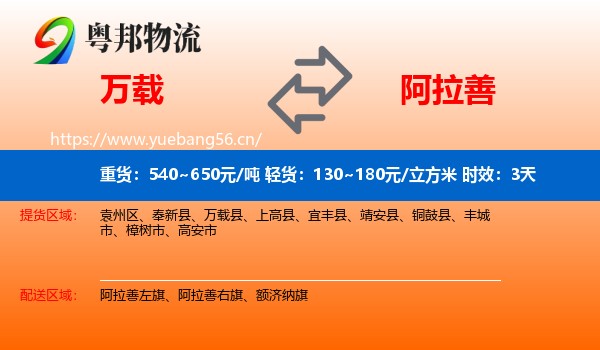 万载到阿拉善盟物流专线名片