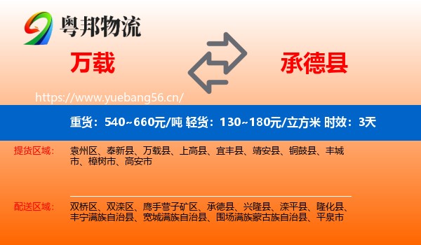 万载到承德县物流专线名片