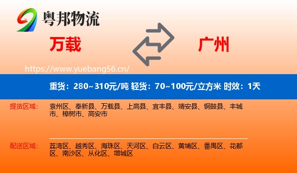 万载到广州物流专线名片