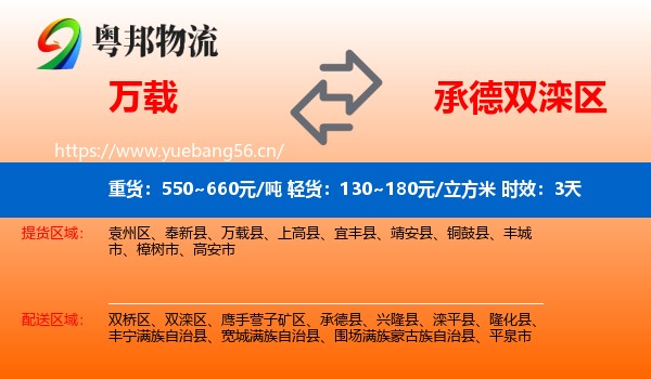 万载到双滦区物流专线名片