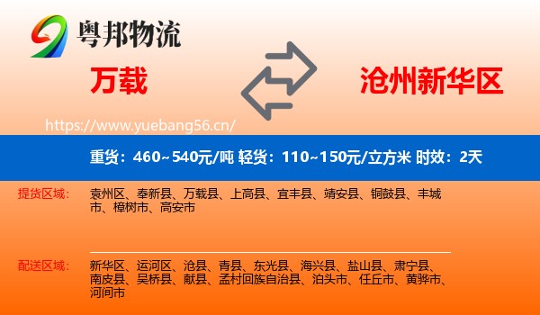 万载到新华区物流专线名片