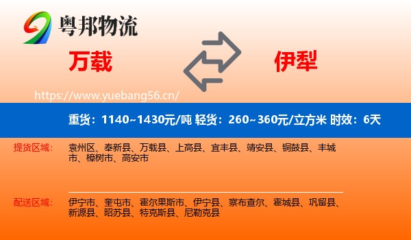 万载到伊犁物流专线名片