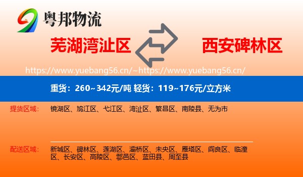 芜湖湾沚区到碑林区物流