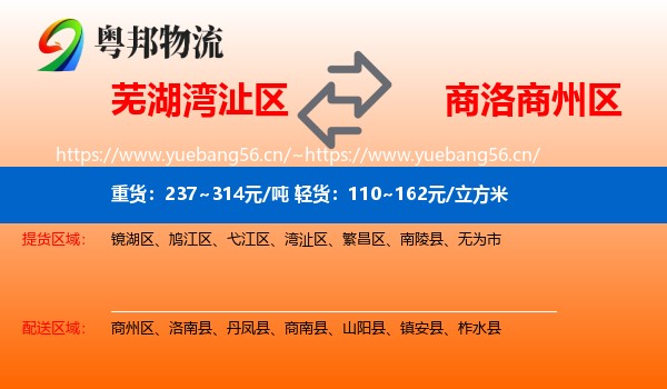 芜湖湾沚区到商州区物流