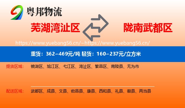 芜湖湾沚区到武都区物流