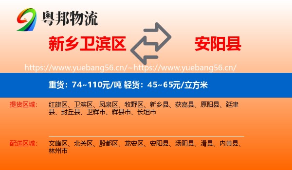 新乡卫滨区到安阳县物流