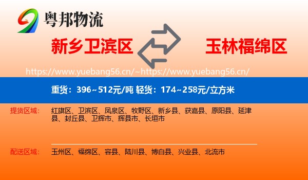 新乡卫滨区到福绵区物流