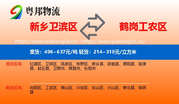 新乡卫滨区到工农区物流