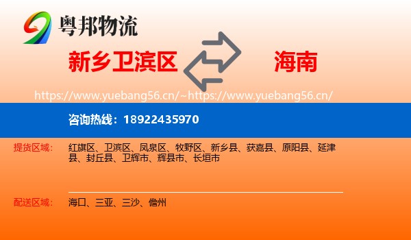 新乡卫滨区到海南物流