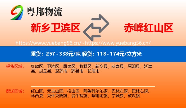 新乡卫滨区到红山区物流