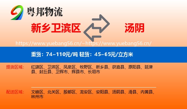 新乡卫滨区到汤阴县物流