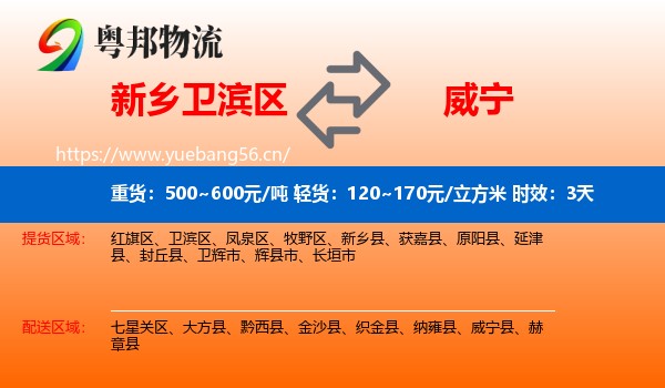新乡卫滨区到威宁县物流专线名片
