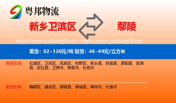 新乡卫滨区到鄢陵县物流