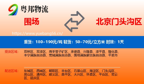 围场到门头沟区物流专线名片