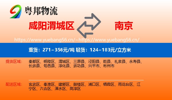 咸阳渭城区到南京物流