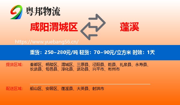 咸阳渭城区到蓬溪县物流专线名片