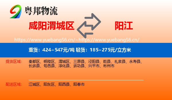 咸阳渭城区到阳江物流