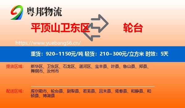 平顶山卫东区到轮台县物流专线名片