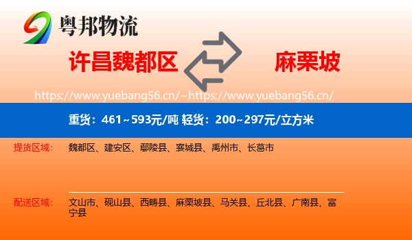 许昌魏都区到麻栗坡县物流