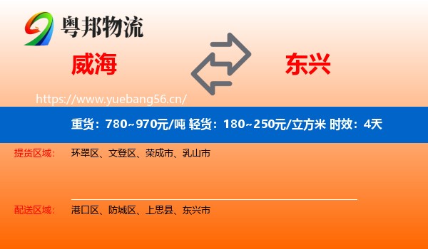 威海到东兴市物流专线名片