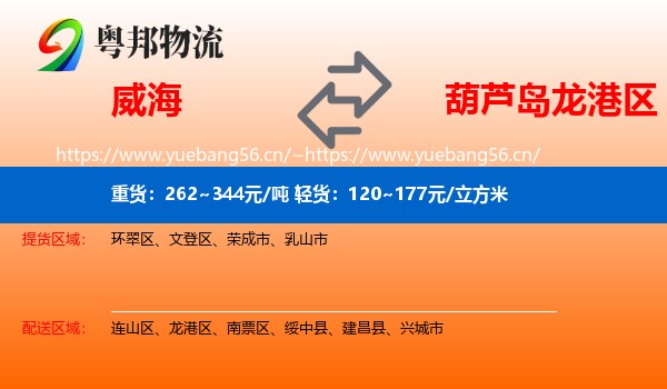 威海到龙港区物流专线