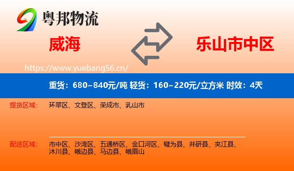 威海到市中区物流专线名片