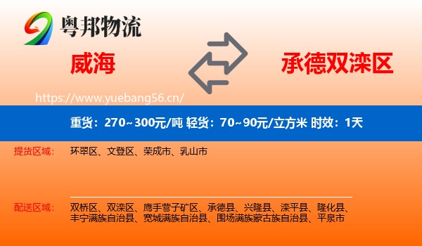 威海到双滦区物流专线名片