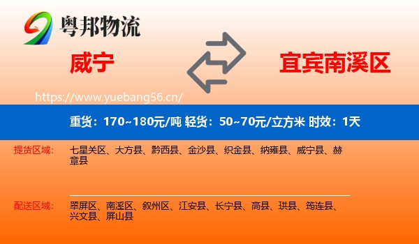 威宁到南溪区物流专线名片